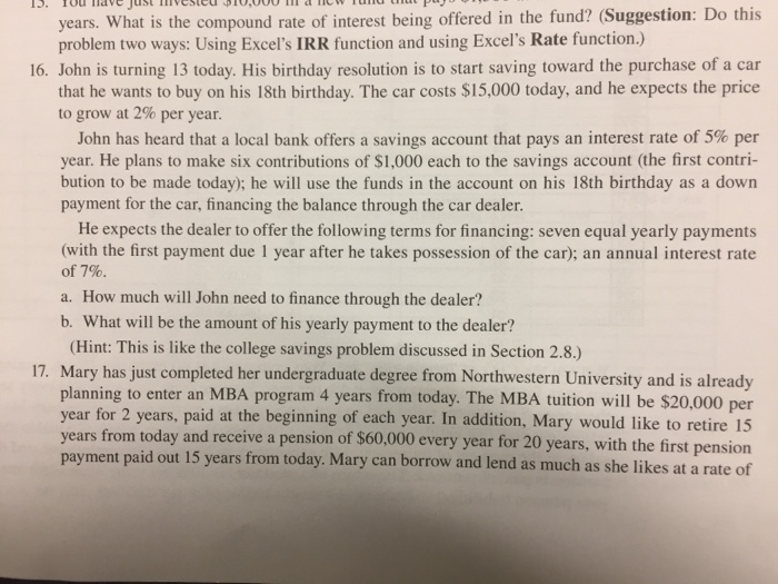  Question 16. Need excel with the formula and an explanation of