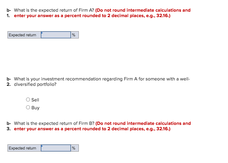 data about the securities of three firms, the market portfolio, and the