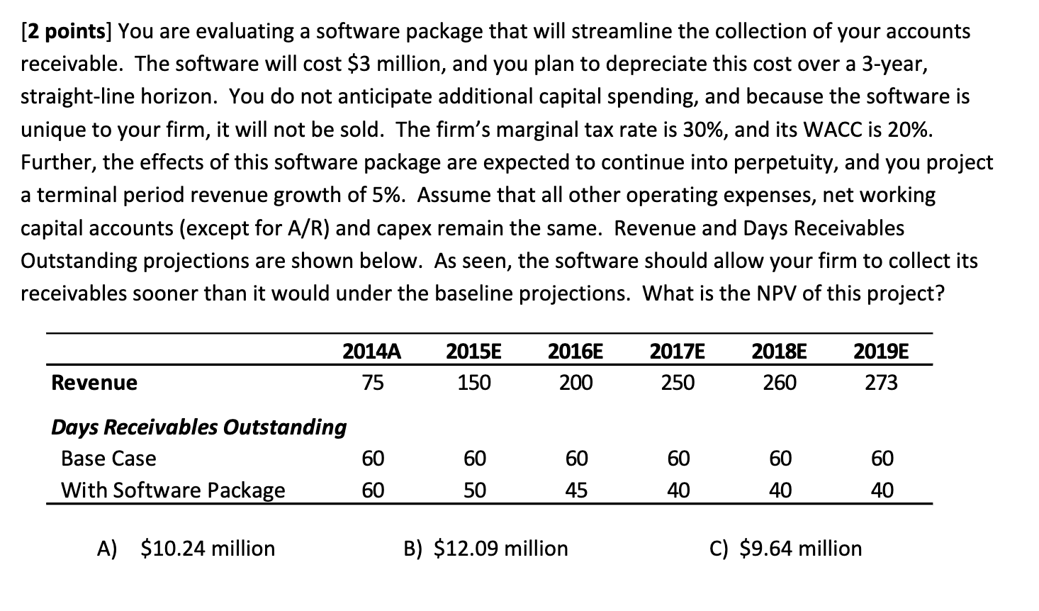  [2 points] You are evaluating a software package that will streamline