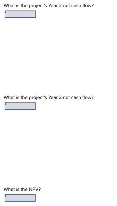 the project's Year 3 net cash flow? What is the NPV
