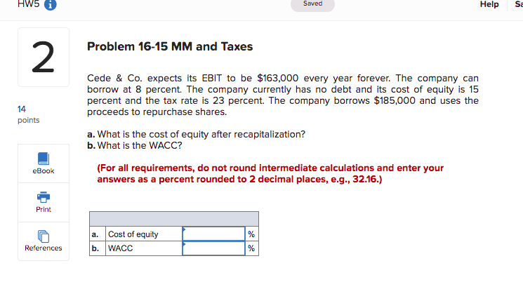  HW5 Saved Help Sa Problem 16-15 MM and Taxes 2 14