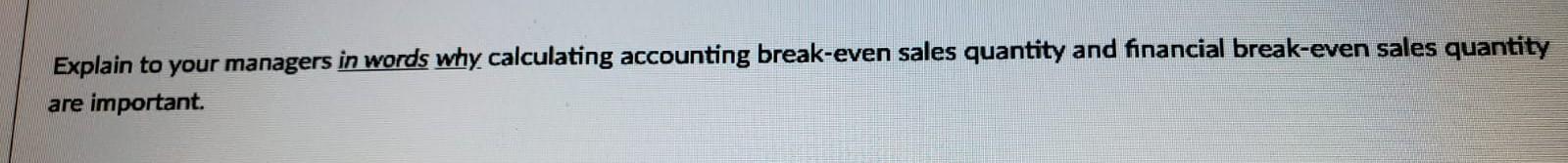 your manager and the Big Box Co. gives you the following information