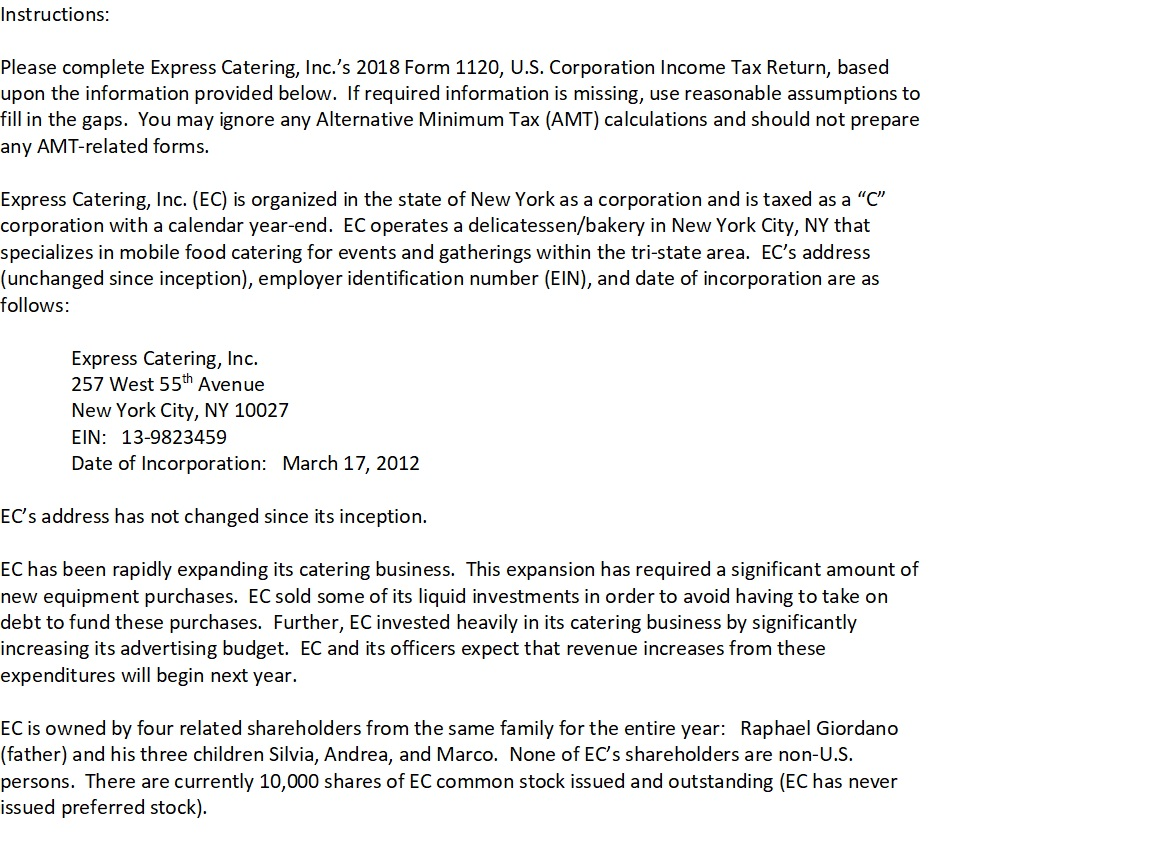 Please I need help with this problem Instructions: Please complete Express Catering,