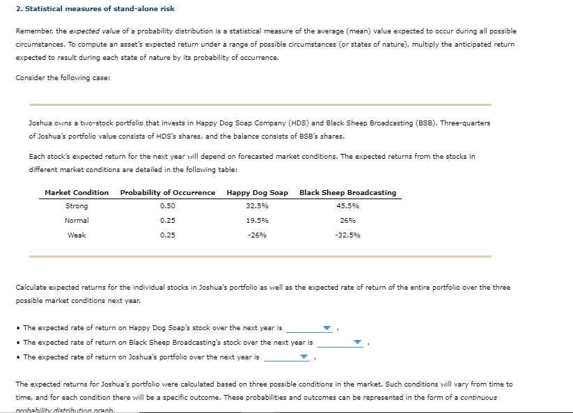  2. Statistical measures of stand-alone risk Remember, the expected value of