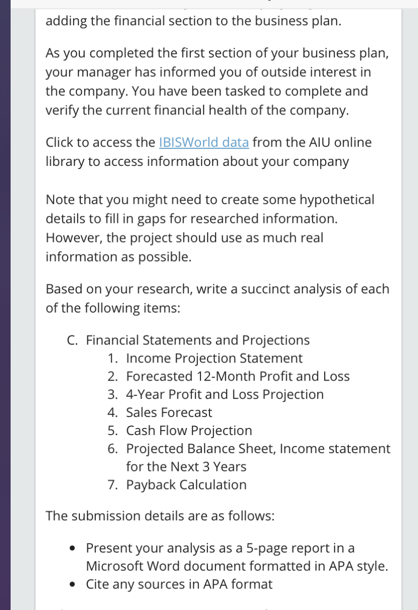 Part 2 still using jpmorgan bank adding the financial section to the