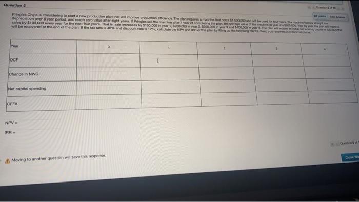  Question 5 Pringles Chipe is considering to start a new production