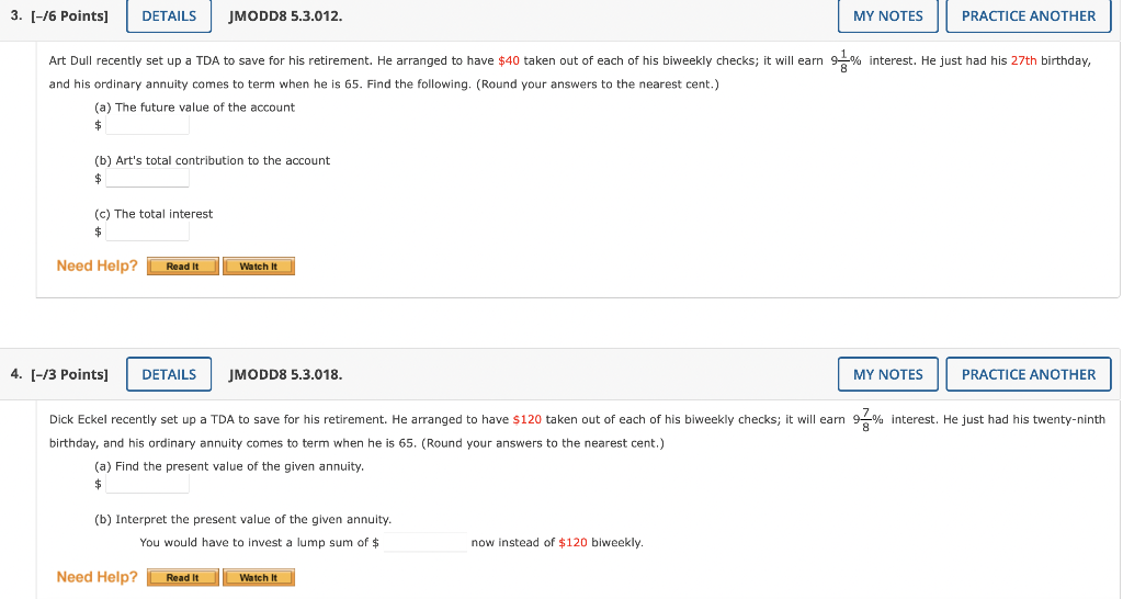 3. 1-16 Points) DETAILS JMODD8 5.3.012. MY NOTES PRACTICE ANOTHER Art