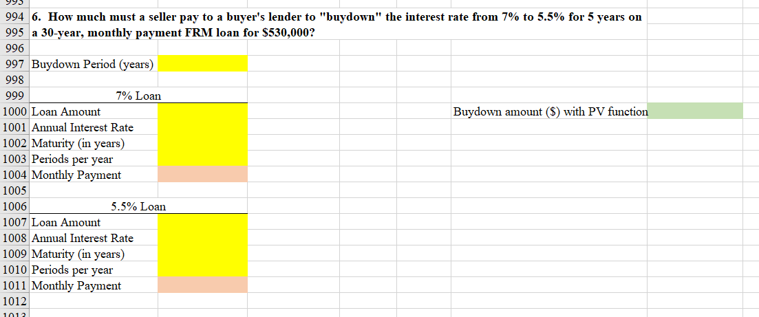 Please post all the formulas in Excel! Thank you! 994 6. How