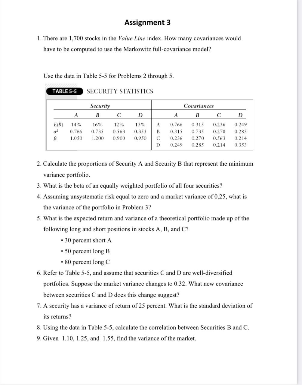  Assignment 3 1. There are 1,700 stocks in the Value Line