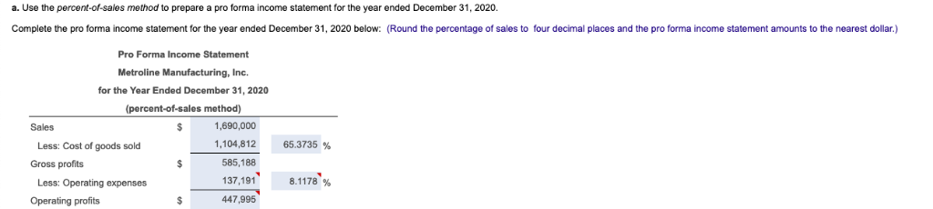 how to do it by hand? Thank you! Pro forma income statement