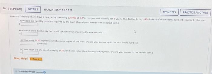  20. [-14 Points DETAILS HARMATHAP12 6.5.029 MY NOTES PRACTICE ANOTHER A