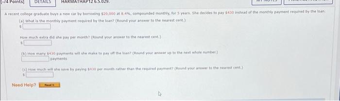 recent college graduate buys a new car by borrowing $20,000 at 14%,