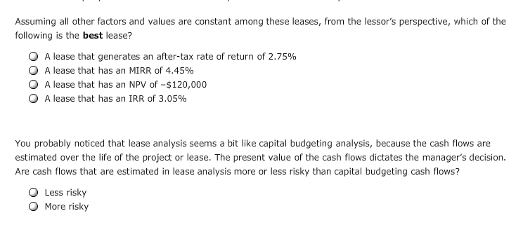 in any lease contract-the lessee and the lessor. To a lessor, a