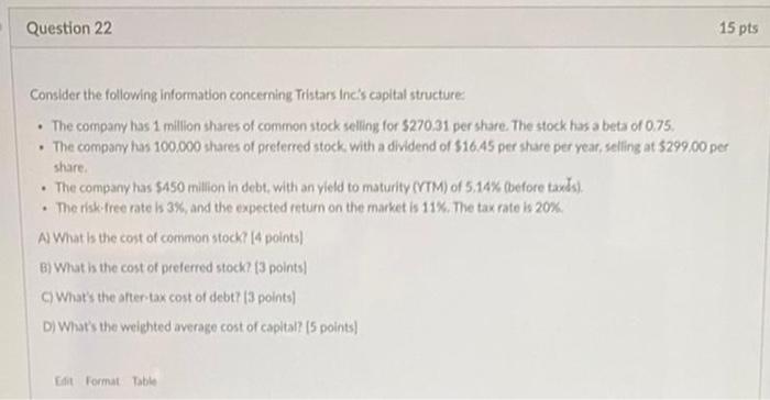  dont copy from others Question 22 15 pts Consider the following