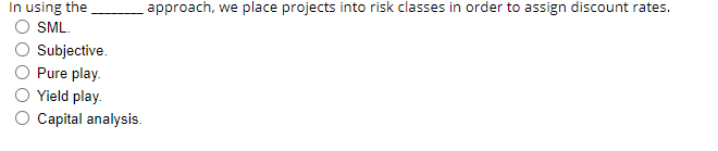  In using the approach, we place projects into risk classes in