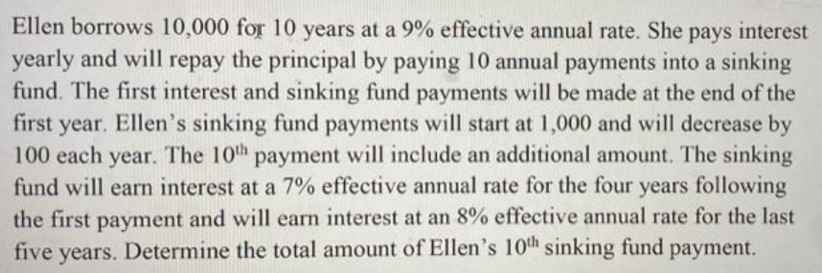 Can someone help me solving this question without using excel, thx! Ellen