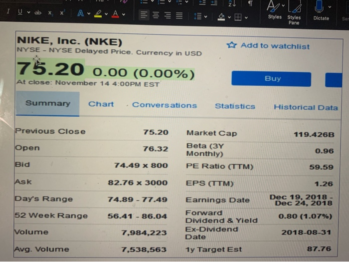  3 li ALS Q ALA. v Styles Styles Pane Dictate Ser