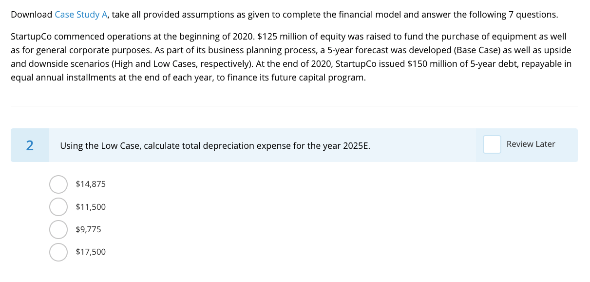 take all provided assumptions as given to complete the financial model and