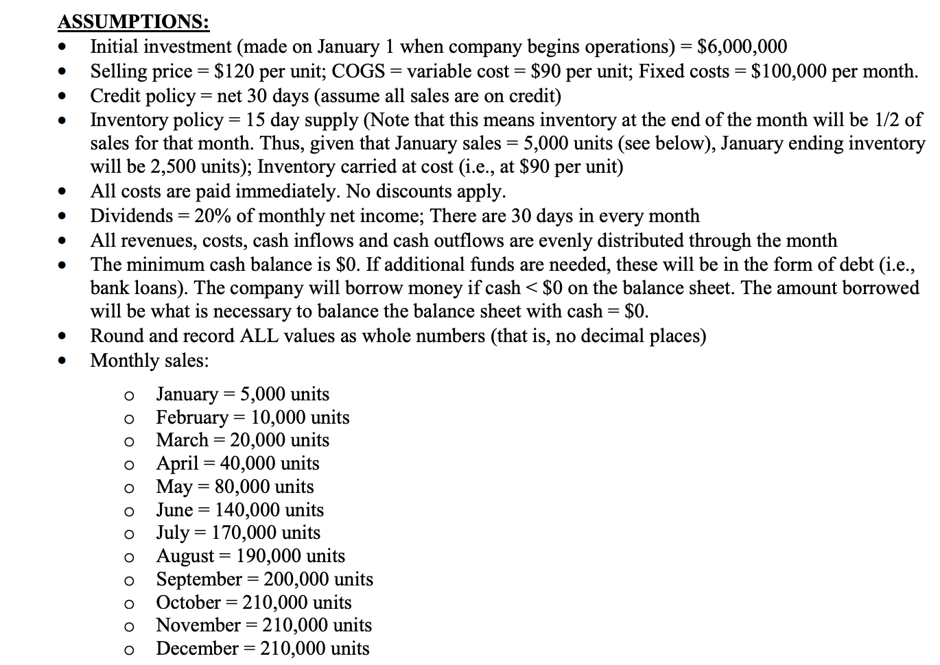  Please show me how to do the first couple of months,