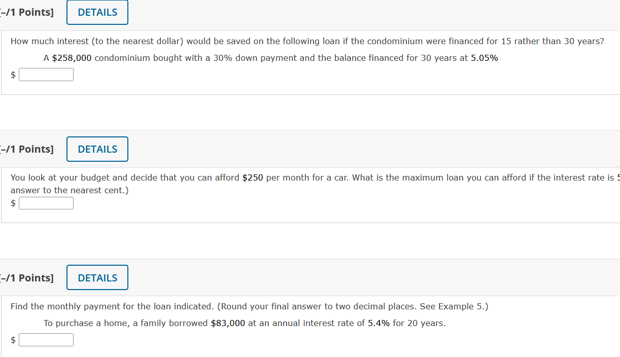 Pleasee help me, im trying to graduate --/1 Points] DETAILS How much