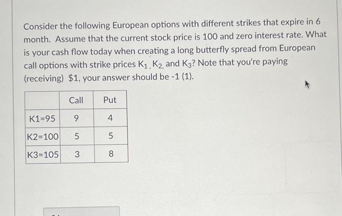  Consider the following European options with different strikes that expire in