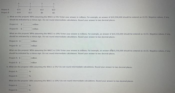  D 1 2 1 Boject A 57 $12 $22 Project $13