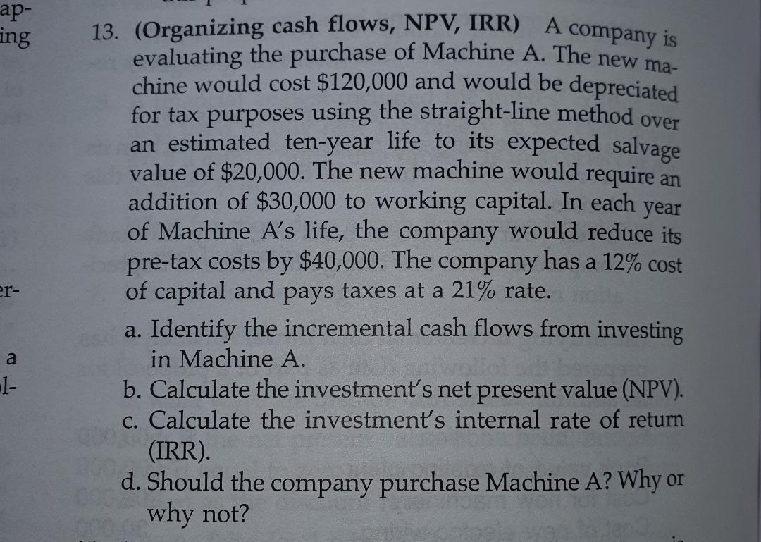 # 15. Here is the information ap- ing year 13. (Organizing cash