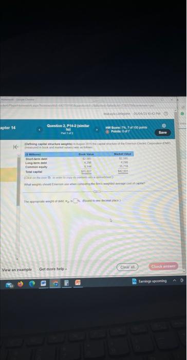  (Defining capital structure weights) In August 2015 the capital structure of