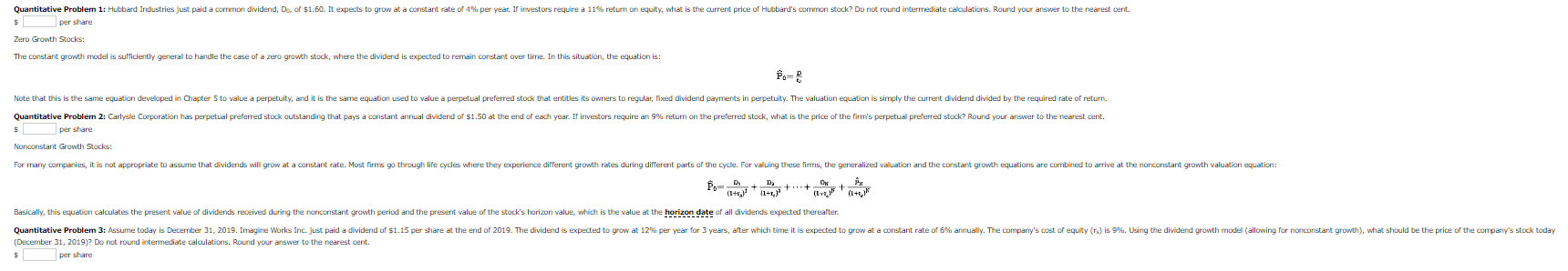 you in advance. The value of a share of common stock depends