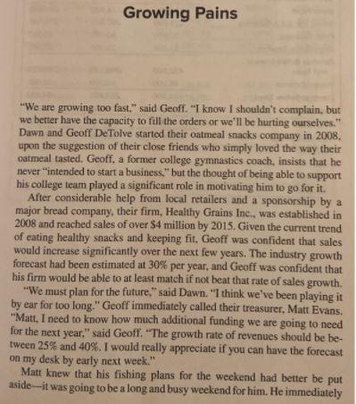 Please answer the below question urgently Growing Pains "We are growing too