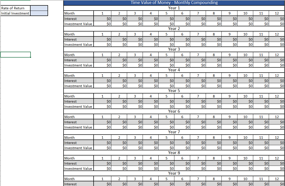 7 & Number of Years & \\\\ \\hline 8 & Salvage Value