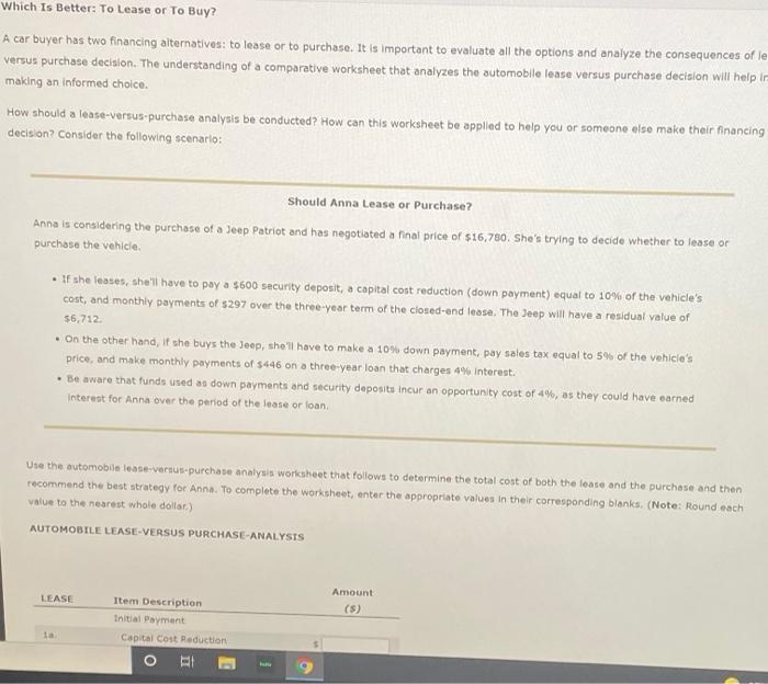 #5 Which Is Better: To Lease or To Buy? A car buyer