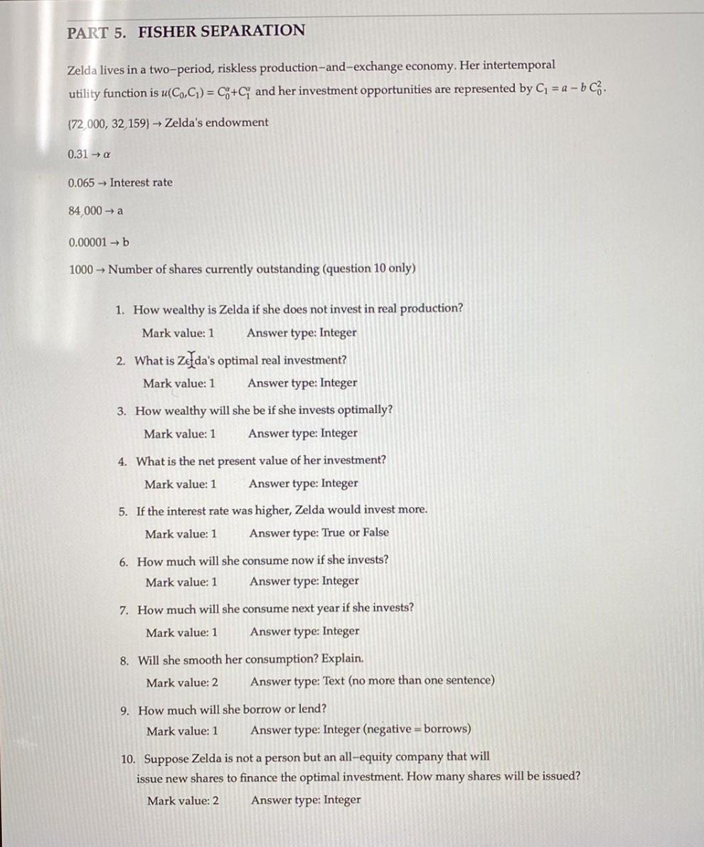 quickly PART 3. RATE OF RETURN The table shows the return on