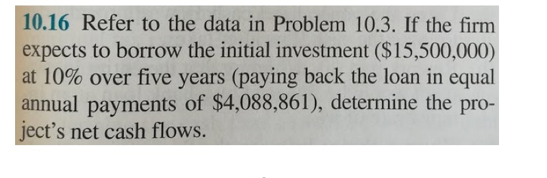s 10.16 Refer to the data in Problem 10.3. If the firm