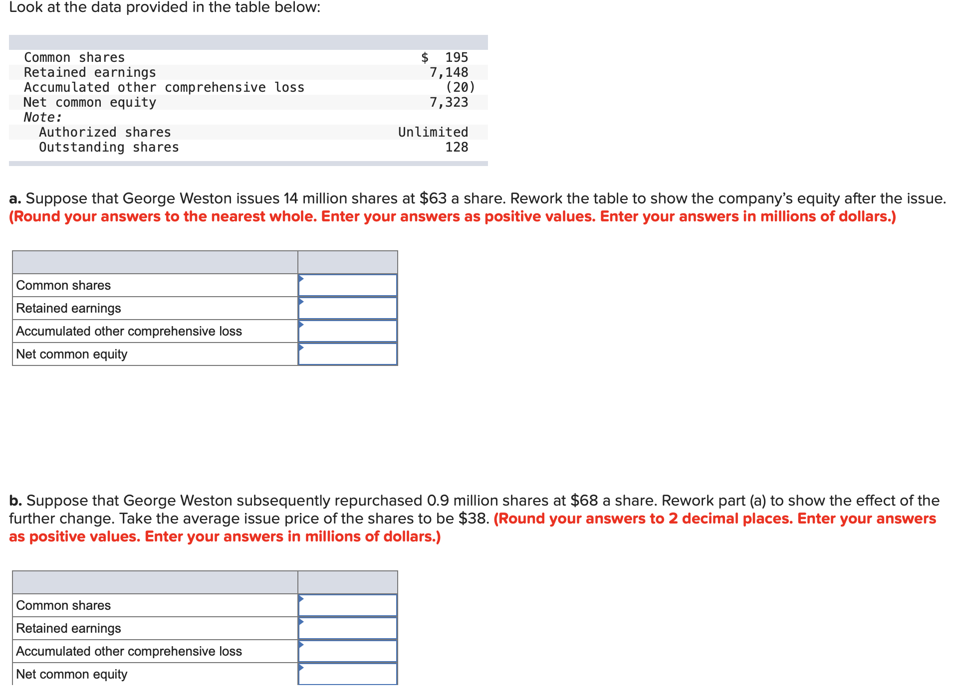  Look at the data provided in the table below: a. Suppose