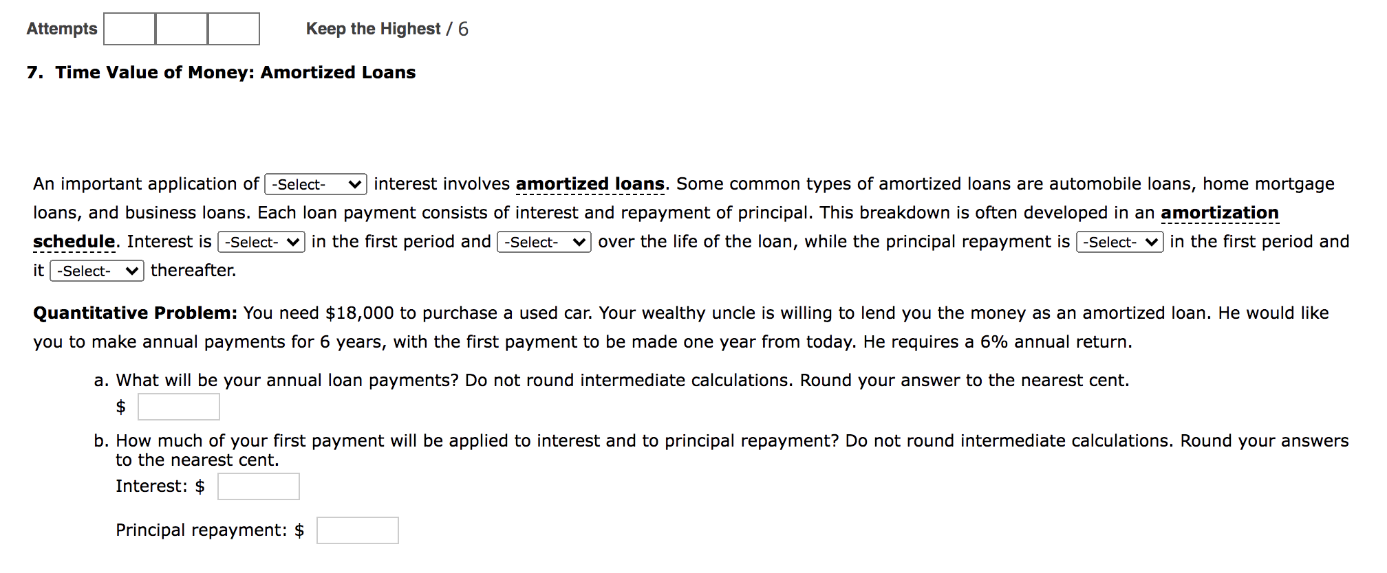 Please answer the top part as well. Attempts Keep the Highest /