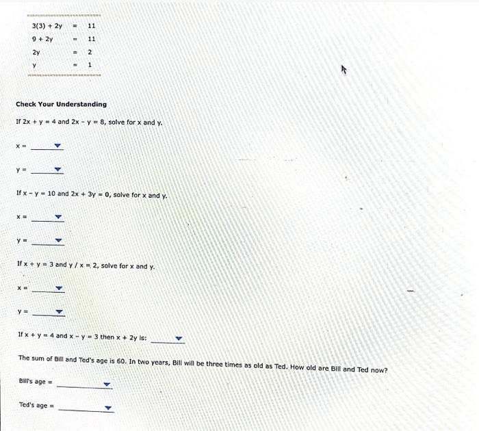 Please answer all 3(3) + 2y 11 9 + 2y + 11