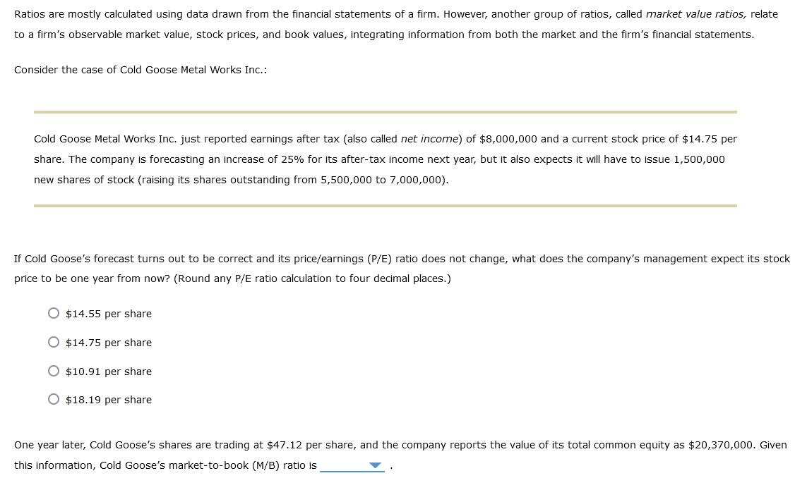  Ratios are mostly calculated using data drawn from the financial statements
