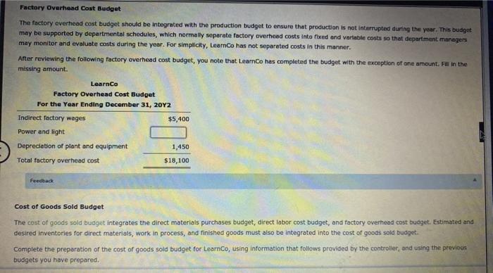 it might spend on direct materials and direct labor, and what their