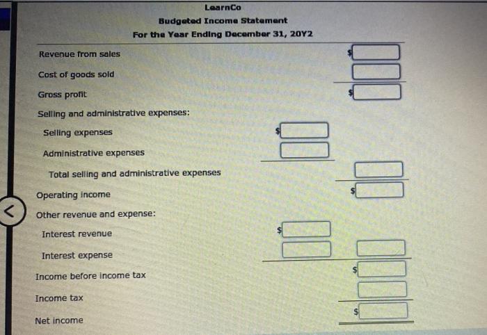 asked to assist the controller of Learnco in preparing the 2012 budgets.