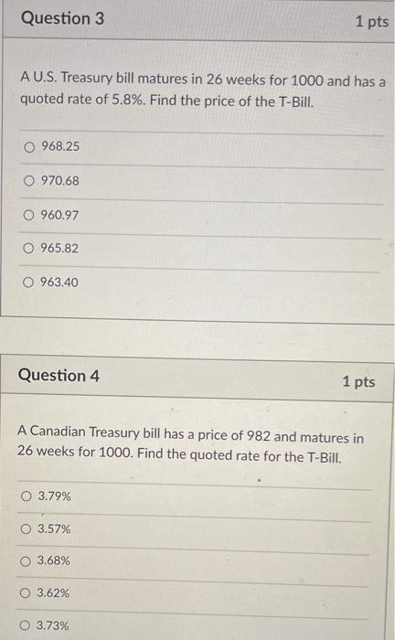 The bond matures for 1000 and has a price of 443. Determine