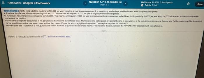 please help! thank you :) Homework: Chapter 9 Homework Question 4, P