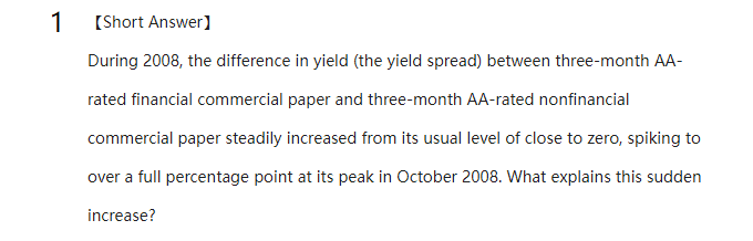  1 (Short Answer) During 2008, the difference in yield (the yield