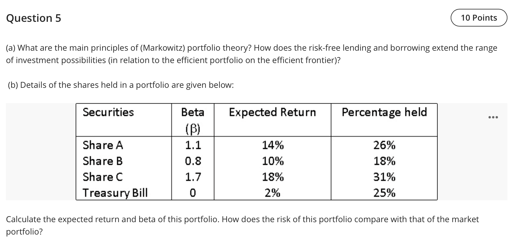 Question 5 10 Points (a) What are the main principles of