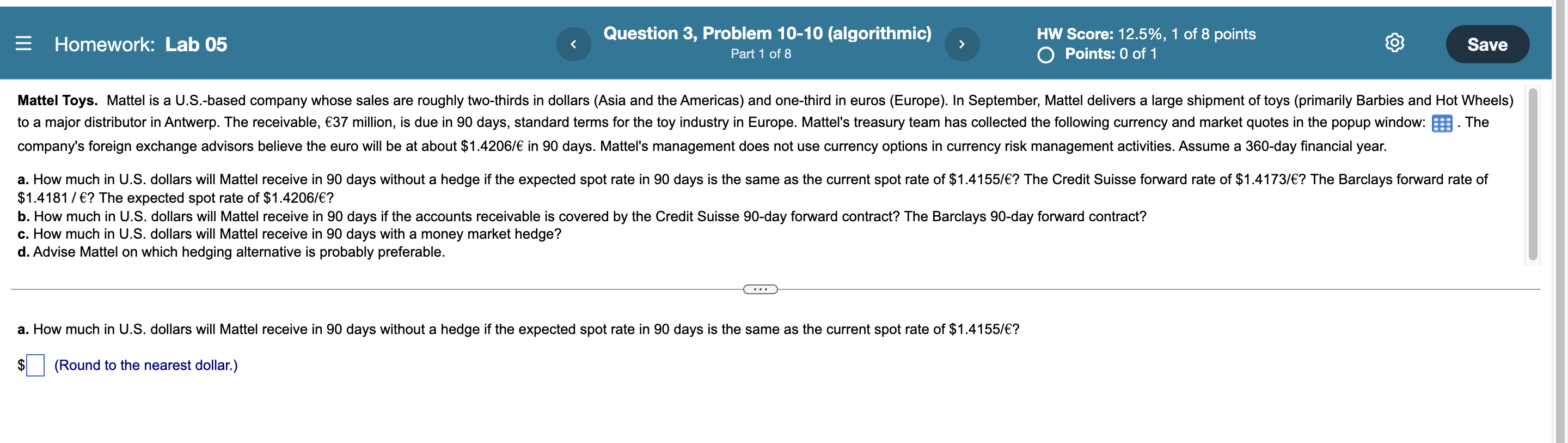  Homework: Lab 05 Question 3, Problem 10-10 (algorithmic) Part 1 of