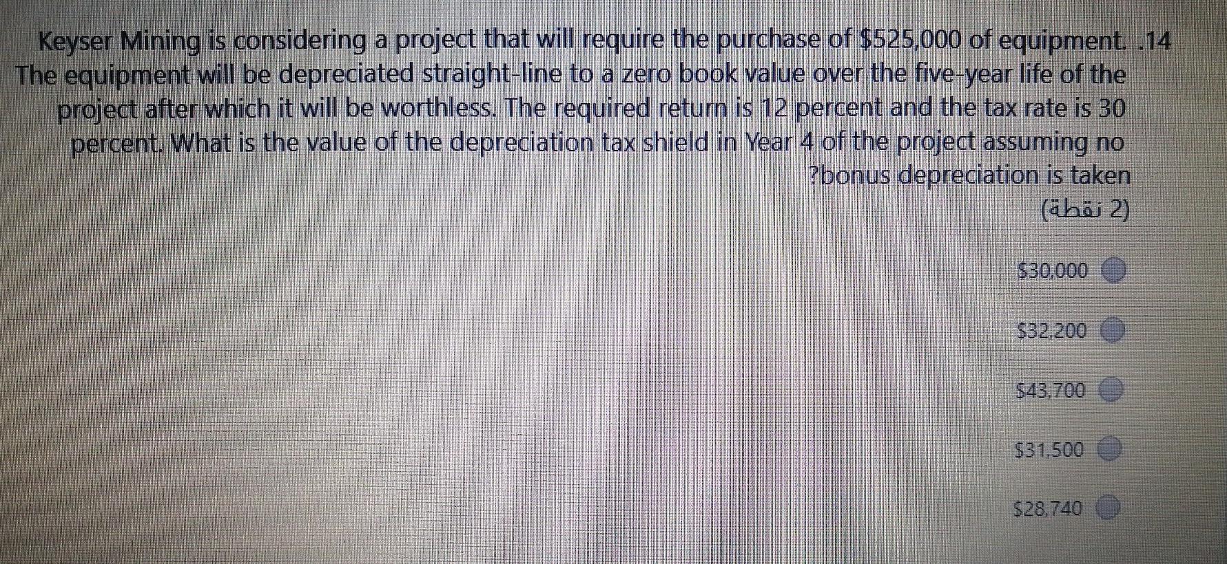  Keyser Mining is considering a project that will require the purchase