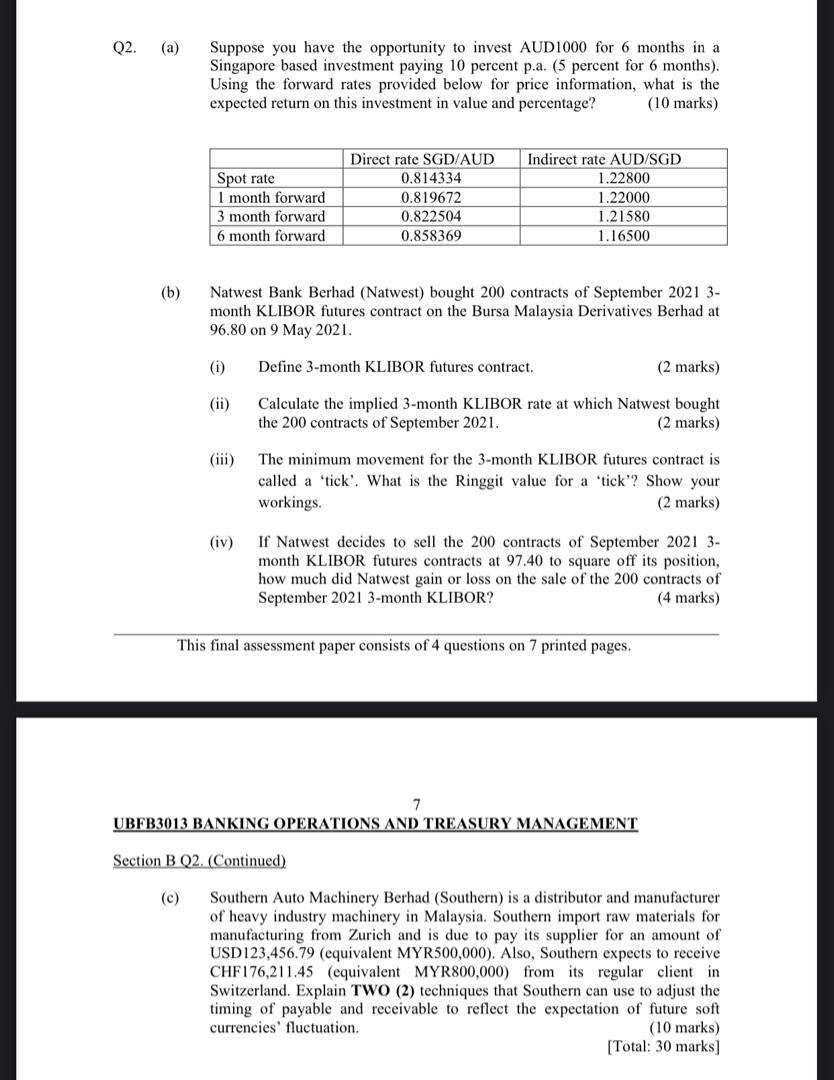  HELLO !! CAN ANYONE HELP ME TO SOLVE Q2 a ?