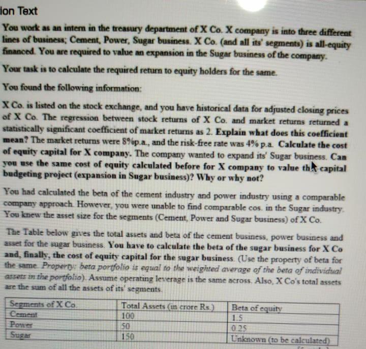 ion Text You work as an inter in the treasury department