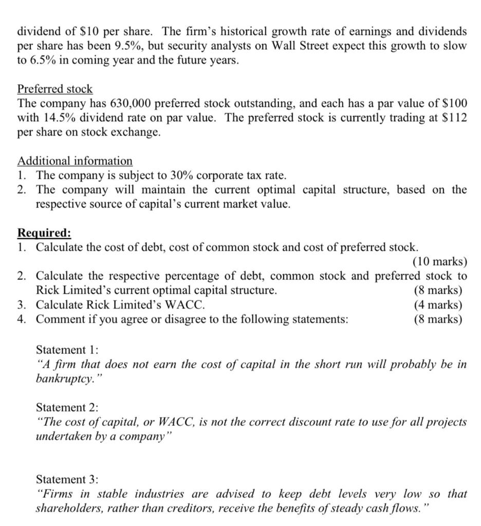 trying to calculate its cost of capital for use in a capital