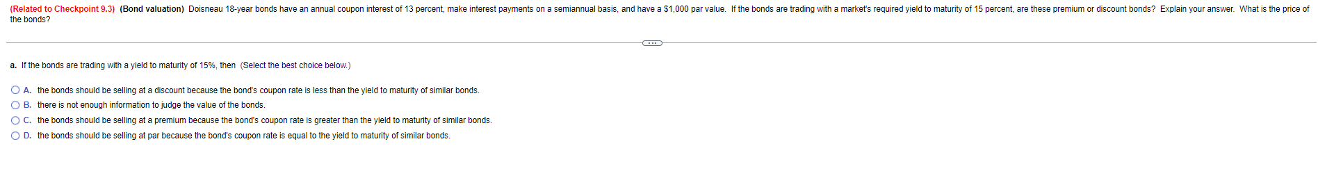 Checkpoint 9.2) (Yield to maturity) The market price is $1,075 for a